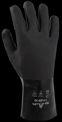 GLOVE PVC BLACK DOUBLE;DIP 12 IN ROUGH FINISH - Latex, Supported